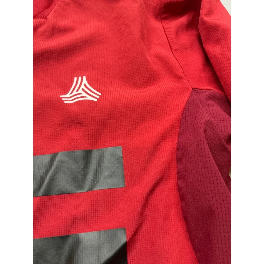 Adidas Vintage Pullover Training Top Red Grey Stripe Soccer Jersey Mens‎ Large